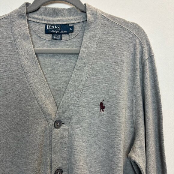 Vintage Polo PRL Ralph Lauren Grey V-Neck Lightweight Cardigan Sweater Large - Picture 6 of 13